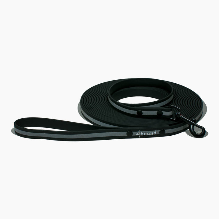 Waterproof tracking leash 'Reflective Black'