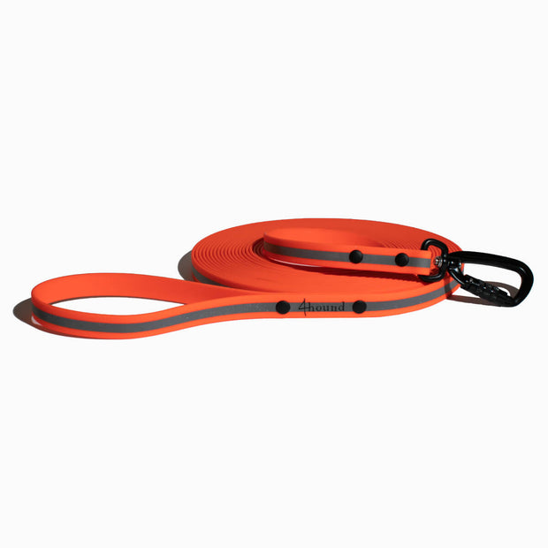 Waterproof tracking leash 'Reflective Orange'